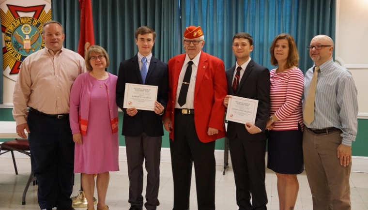 Scholarship recipients, family, and committee chairperson