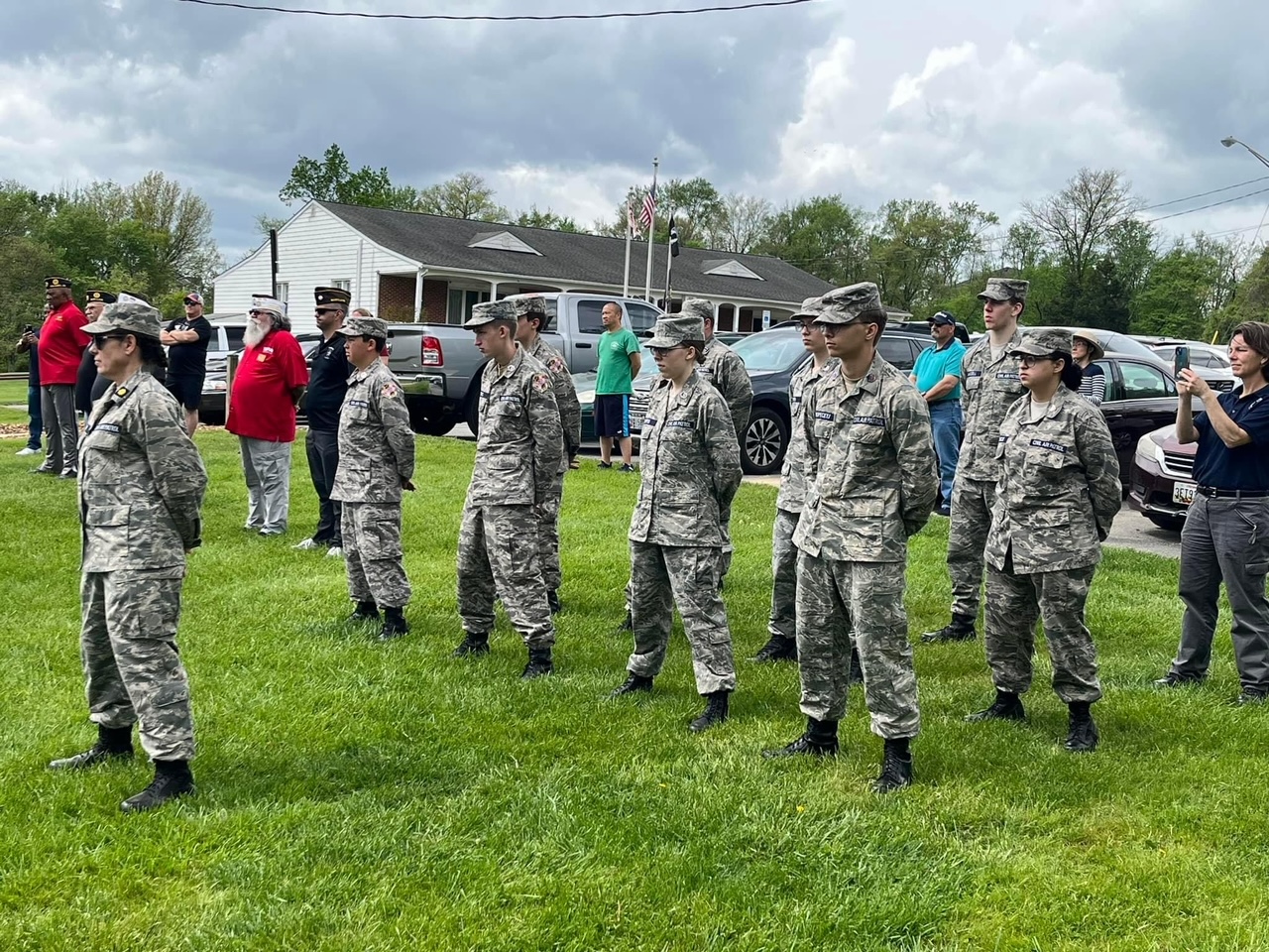 Squadron in uniform standing in formation